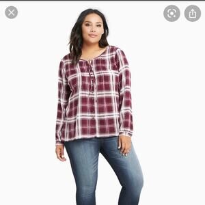 Torrid Plaid Pintuck Top 1